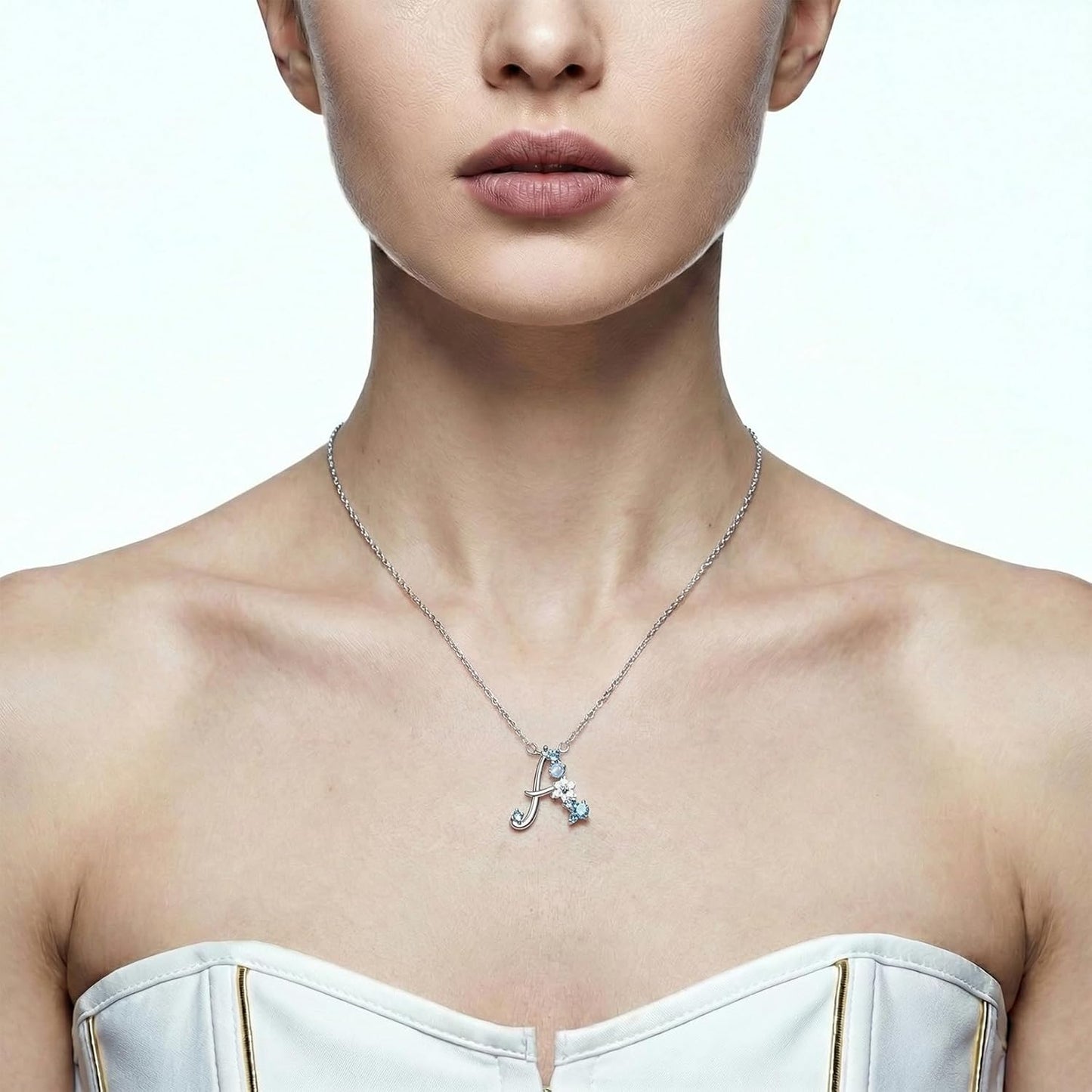 Initial Necklace 925 Sterling Silver Cubic Zirconia Letter Personalized Gifts for Girls