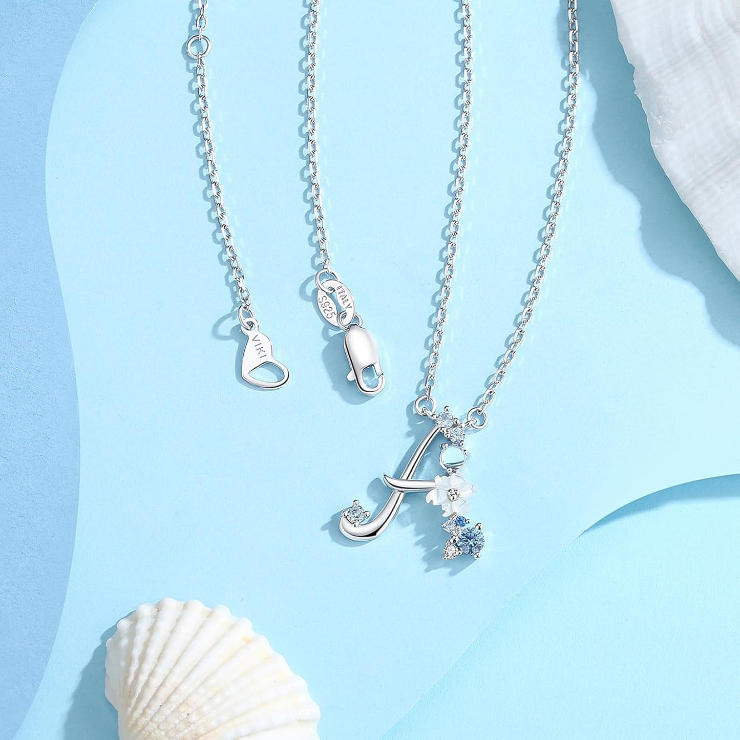 Initial Necklace 925 Sterling Silver Cubic Zirconia Letter Personalized Gifts for Girls