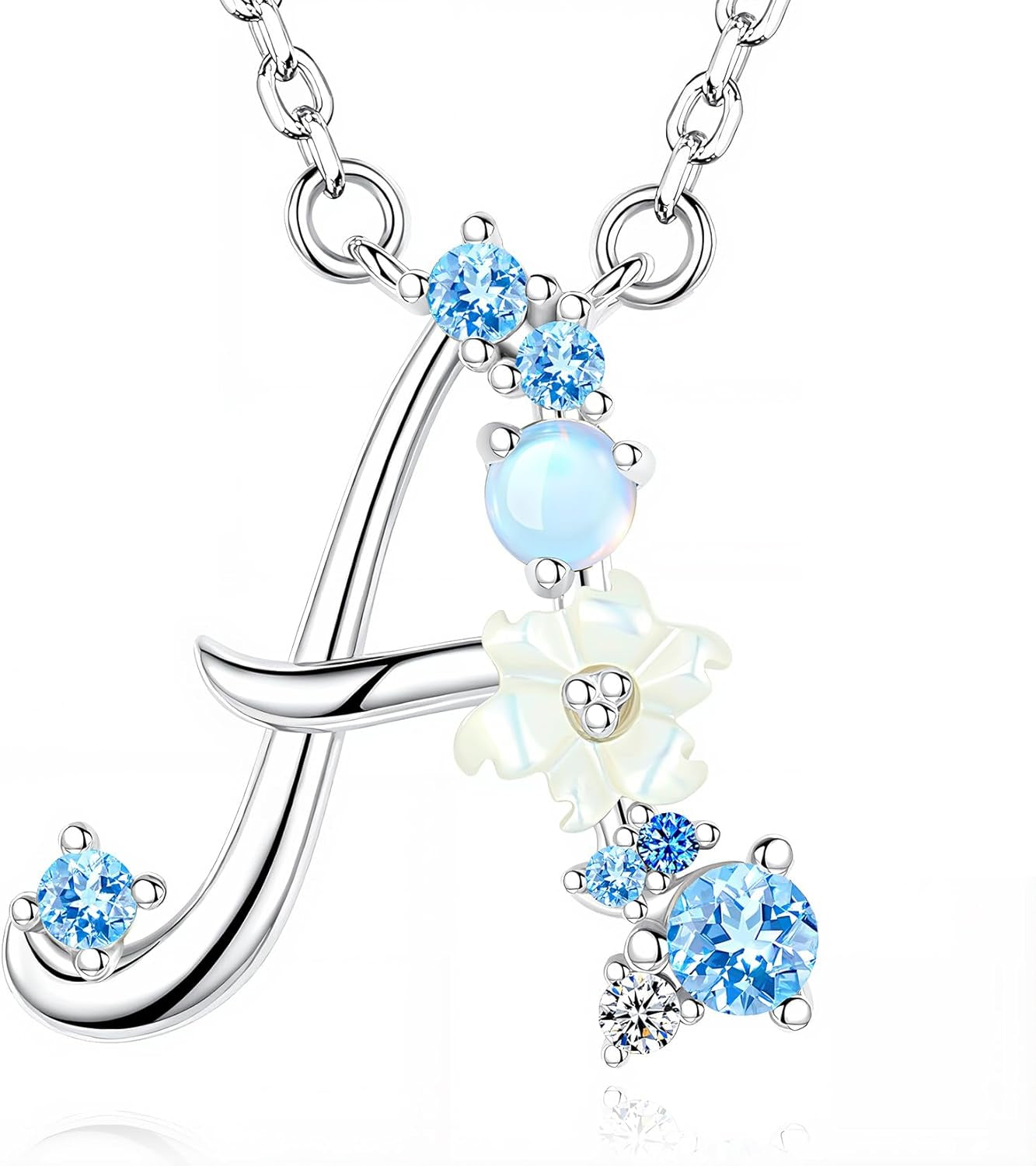 Initial Necklace 925 Sterling Silver Cubic Zirconia Letter Personalized Gifts for Girls
