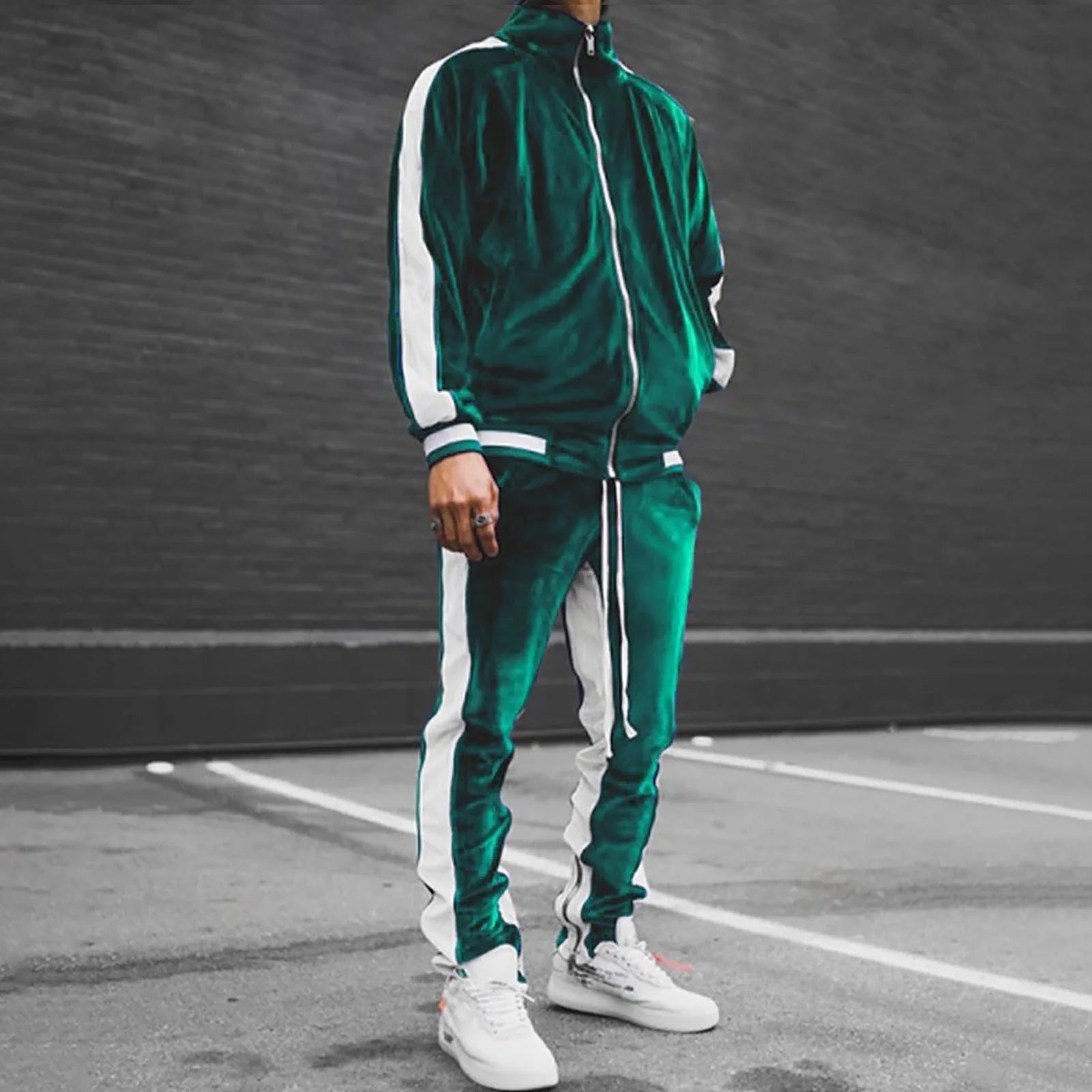 Men'S Tracksuits Full Zip Hooded Sweatshirt Sets Matching Wide Leg Cargo Pants 2 Piece Outfit Brown,S