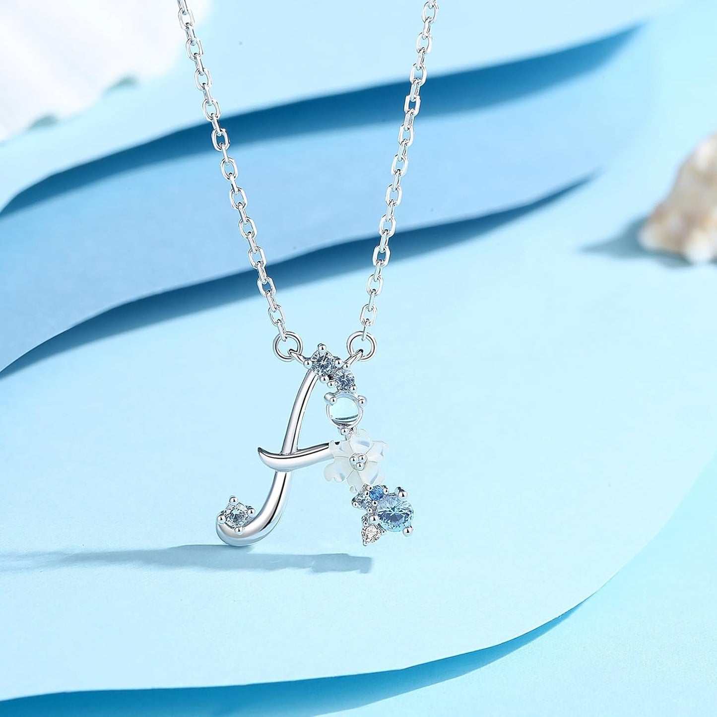Initial Necklace 925 Sterling Silver Cubic Zirconia Letter Personalized Gifts for Girls