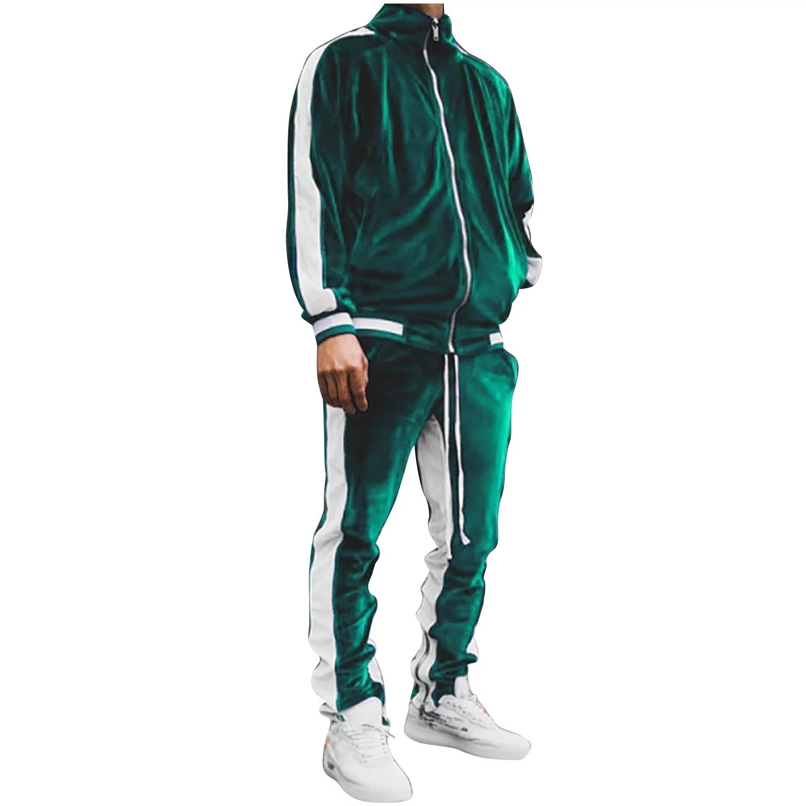 Men'S Tracksuits Full Zip Hooded Sweatshirt Sets Matching Wide Leg Cargo Pants 2 Piece Outfit Brown,S
